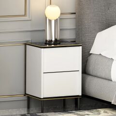İmaj Modern Kapaklı Komodin – Mermer Desenli & Gold Detaylı
