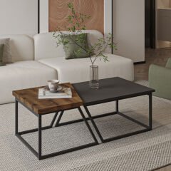 Verona İkili Orta Sehpa – Modern Tasarım Metal Ayaklı Sehpa Seti