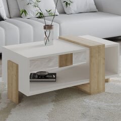 Meleni Orta Sehpa – 90 cm Modern Tasarım – Raflı