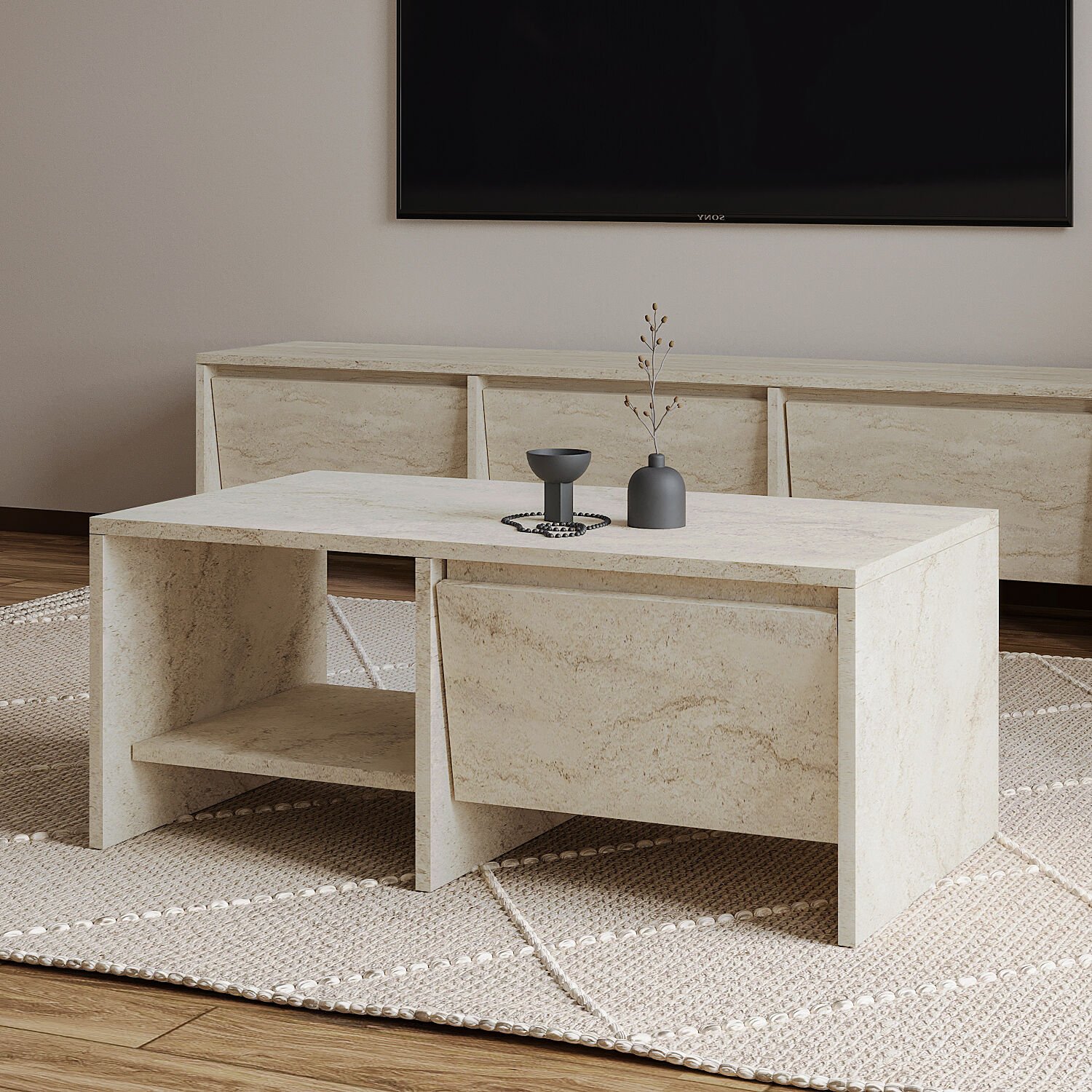 Laris Kapaklı Orta Sehpa – 90 cm Modern Tasarım