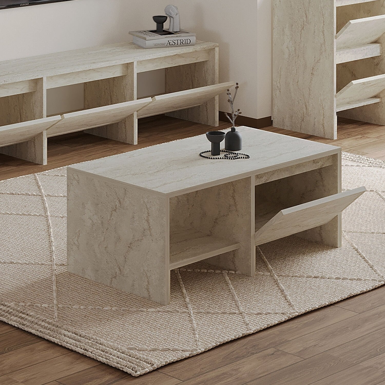 Laris Kapaklı Orta Sehpa – 90 cm Modern Tasarım