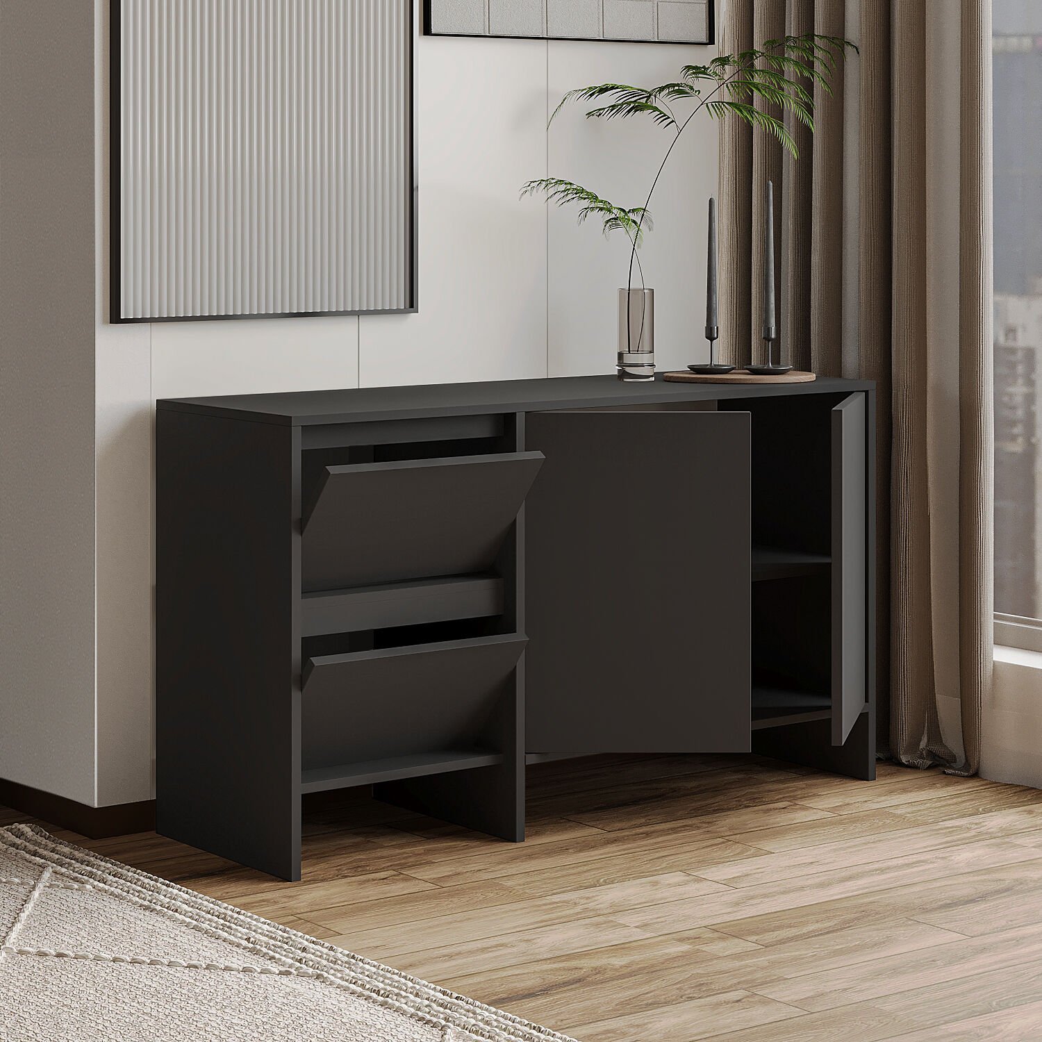 Laris 130 cm Modern Konsol – 4 Kapaklı, Yüksek Ayaklı, Minimalist Tasarım