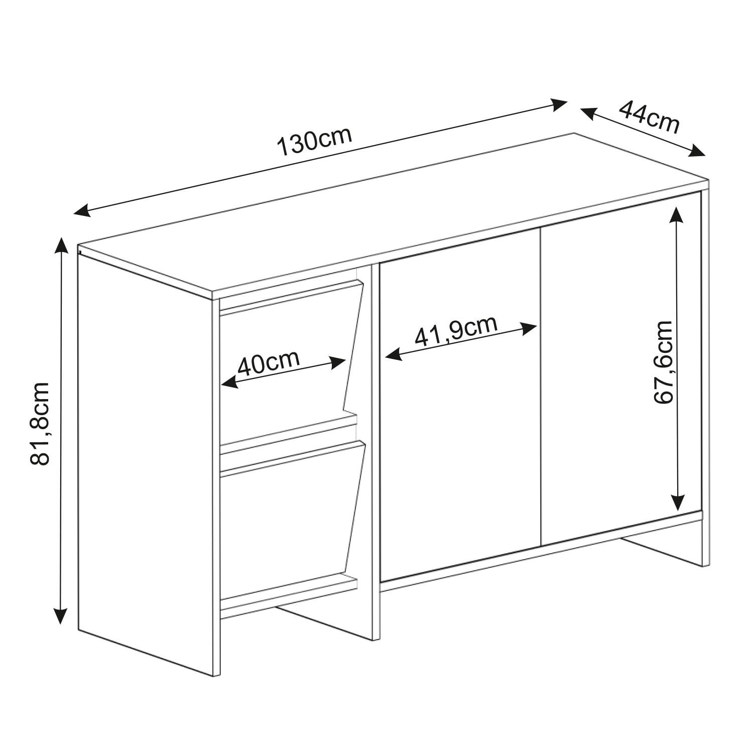 Laris 130 cm Modern Konsol – 4 Kapaklı, Yüksek Ayaklı, Minimalist Tasarım