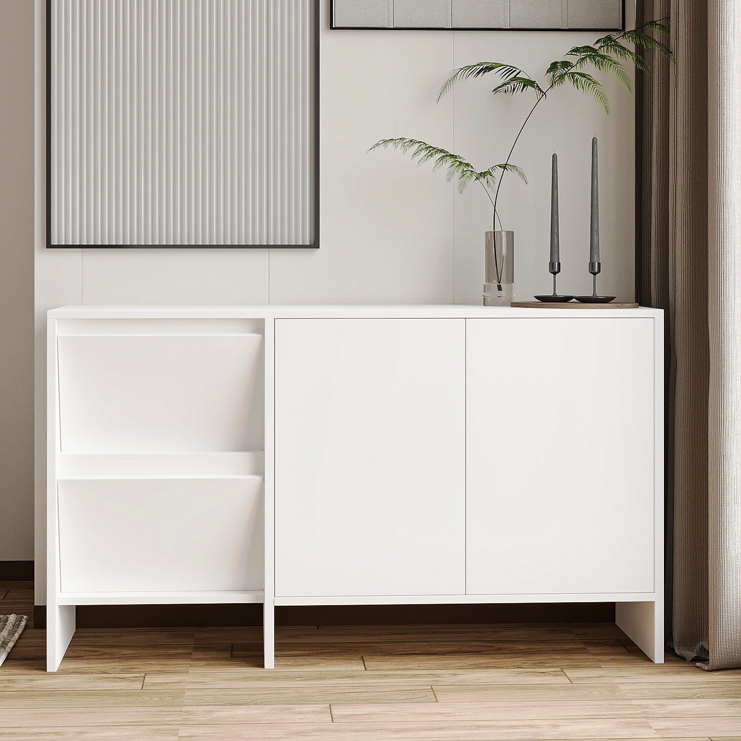 Laris 130 cm Modern Konsol – 4 Kapaklı, Yüksek Ayaklı, Minimalist Tasarım