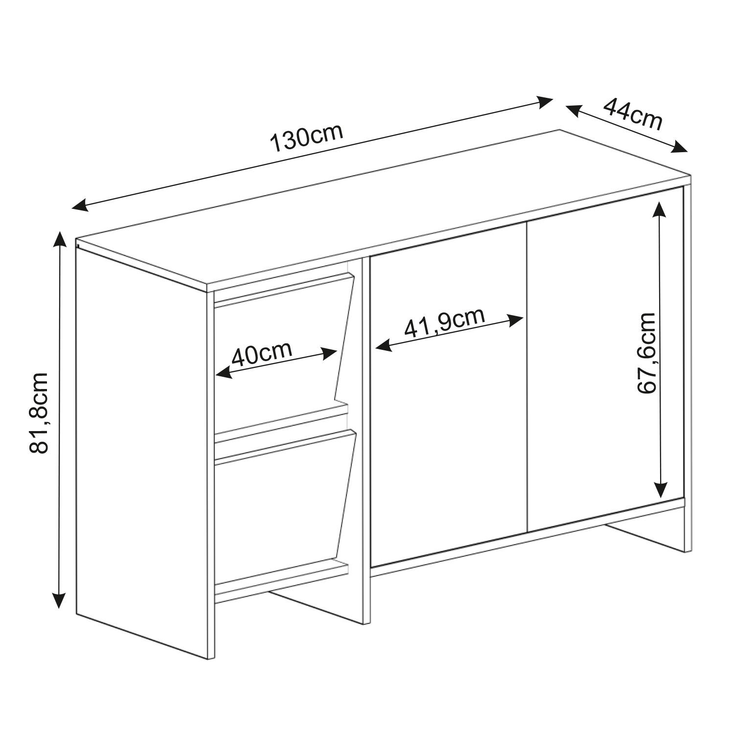 Laris 130 cm Modern Konsol – 4 Kapaklı, Yüksek Ayaklı, Minimalist Tasarım Ceviz