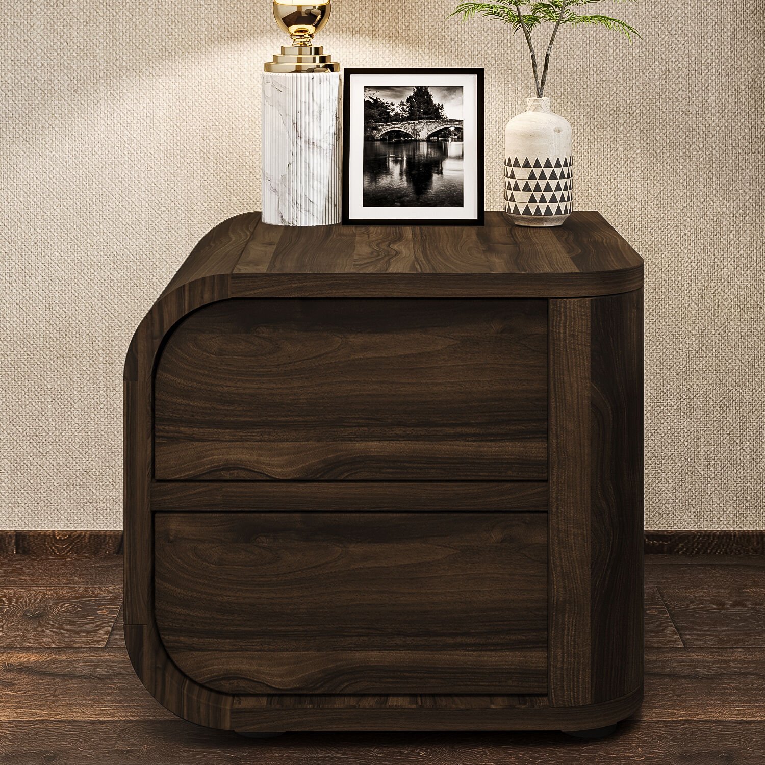 İnarch Dizayn Piero L Komodin Sol Modül, 2 Kapaklı, Modern Minimalist Tasarım Ceviz