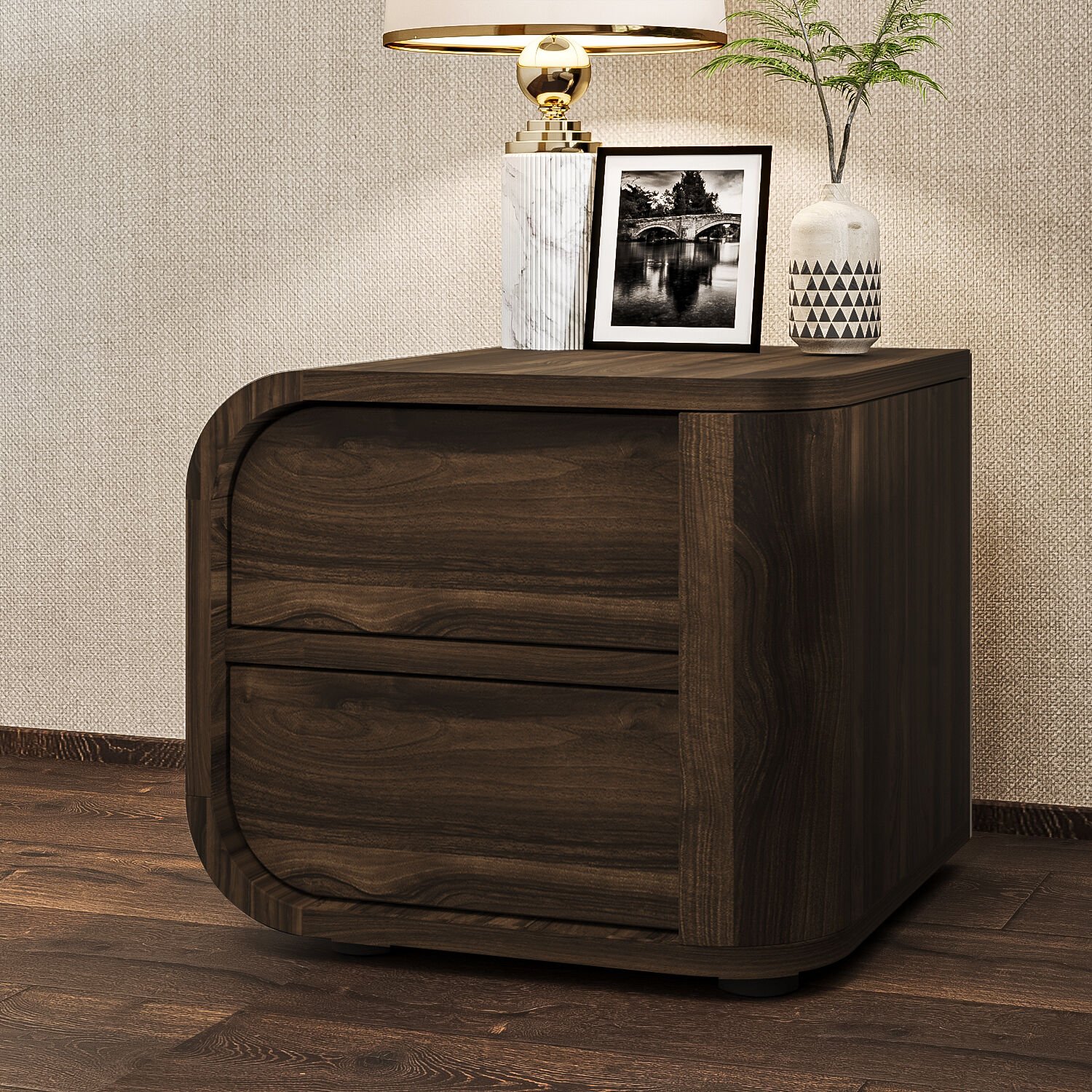 İnarch Dizayn Piero L Komodin Sol Modül, 2 Kapaklı, Modern Minimalist Tasarım Ceviz