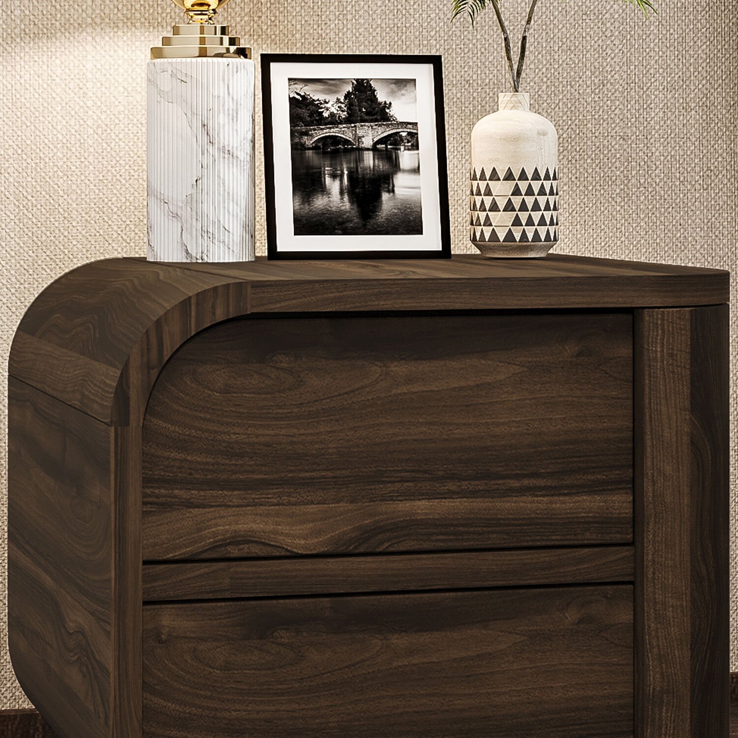 İnarch Dizayn Piero L Komodin Sol Modül, 2 Kapaklı, Modern Minimalist Tasarım Ceviz