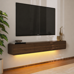 Alba Led Işıklı Duvara Monte TV Sehpası - 3 Kapaklı Minimalist Tasarım
