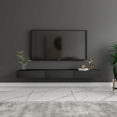 Avalon 3 Kapaklı Duvara Monte TV Sehpası – 140 cm,  Şık ve Fonksiyonel Minimal Tasarım