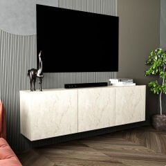 White Duvara Monte TV Sehpası – 3 Kapaklı