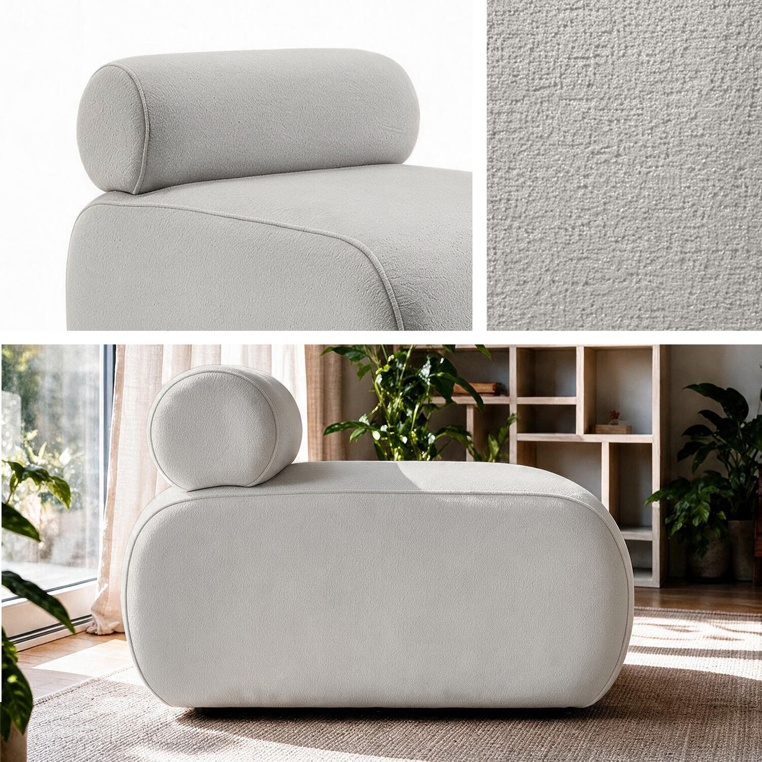 Cosmo Berjer – Modern Minimalist Konforlu Tekli Koltuk Açık Gri