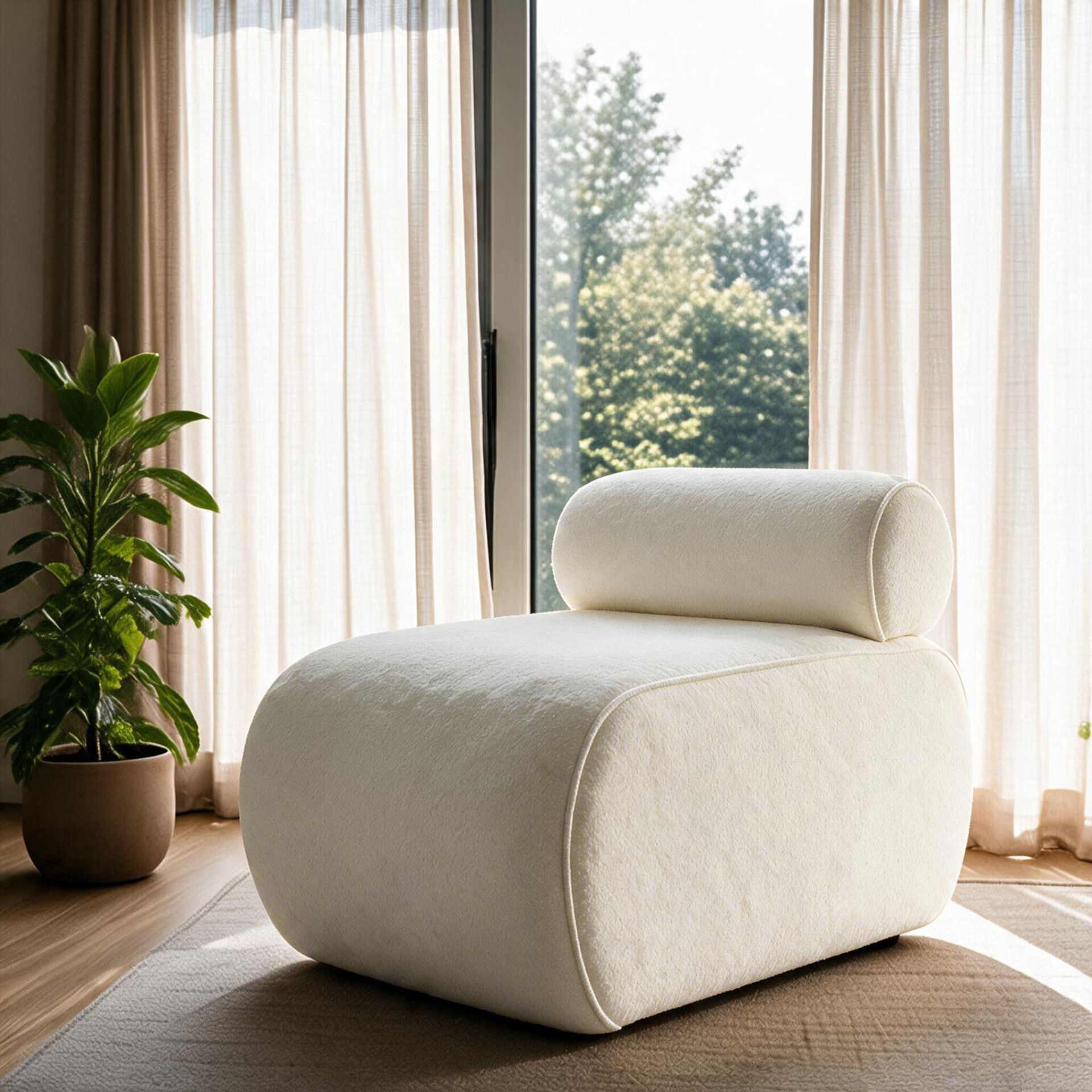 Cosmo Berjer – Modern Minimalist Konforlu Tekli Koltuk Kırık Beyaz