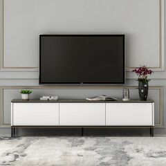 İmaj 180 cm Metal Ayaklı TV Sehpası – Mermer Desenli