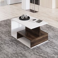 Vera Orta Sehpa Beyaz/Ceviz – Modern Tasarımlı Fonksiyonel Orta Sehpa