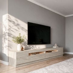 Arya T008 LED Işıklı Modern TV Sehpası Seti - 4 Kapaklı, 240 cm