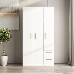 Merlin 3 Kapaklı, Çekmeceli Modern Gardırop - 90 cm