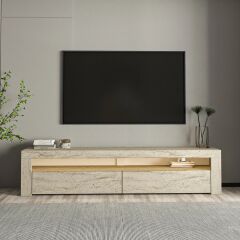 Batı LED Işıklı 2 Kapaklı TV Sehpası – 150 cm – Minimal Tasarım