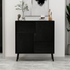 Ç001 Darien Çok Amaçlı Dolap Ahşap Siyah/safir Meşe