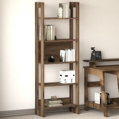 Country Dekoratif 5 Raflı Ev-ofis Kitaplık, Modern Kütüphane