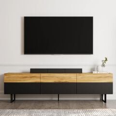 SIGN Modern Tek Kapaklı TV Sehpası - 180 cm - Siyah Metal Ayaklar