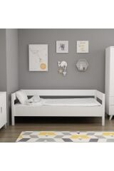 Valencia Tek Kişilik Karyola – 90x190 cm, Beyaz, Modern ve Dayanıklı Tasarım