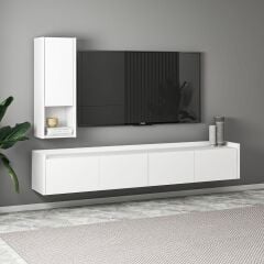 Sema T007 Duvara Monte Modern TV Ünitesi - Kapaklı Raflı Tasarım