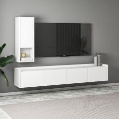 Sema T007 Duvara Monte Modern TV Ünitesi - Kapaklı Raflı Tasarım