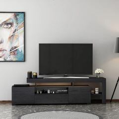 Alaz T0014 LED Işıklı Modern TV Sehpası – Çok Bölmeli Depolama Alanı