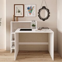 Amber Çalışma Masası – Raflı, Modern Bilgisayar Masası